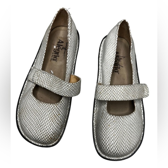 Alegria Mary Jane Leather Shoes Ivory Snakeskin Embossed EU 36 US 6/6.5 - Picture 5 of 6